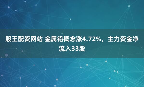 股王配资网站 金属铅概念涨4.72%，主力资金净流入33股